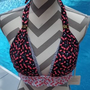 NWT OndadeMar Cherry 24K Triangled Swim Top M